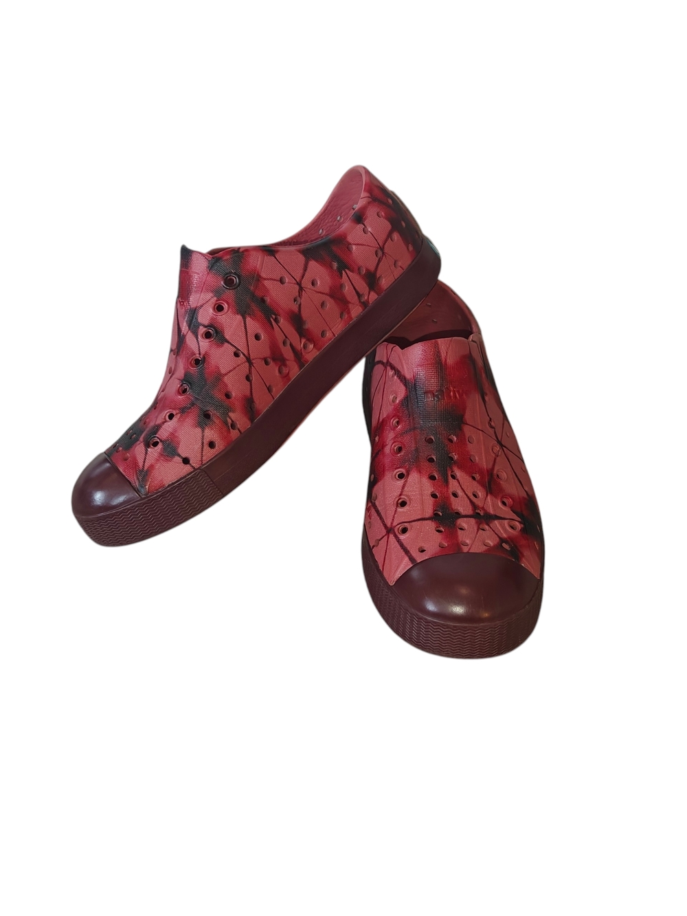 Native Jefferson Slip-On Sneakers Marble Burgundy Size 3 Youth Unisex